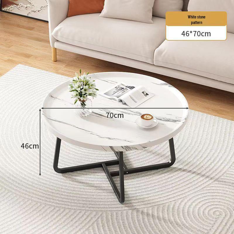 Nordic Modern Minimalist Round Solid Wood & Iron Coffee Table for Living Room or Small Apartment