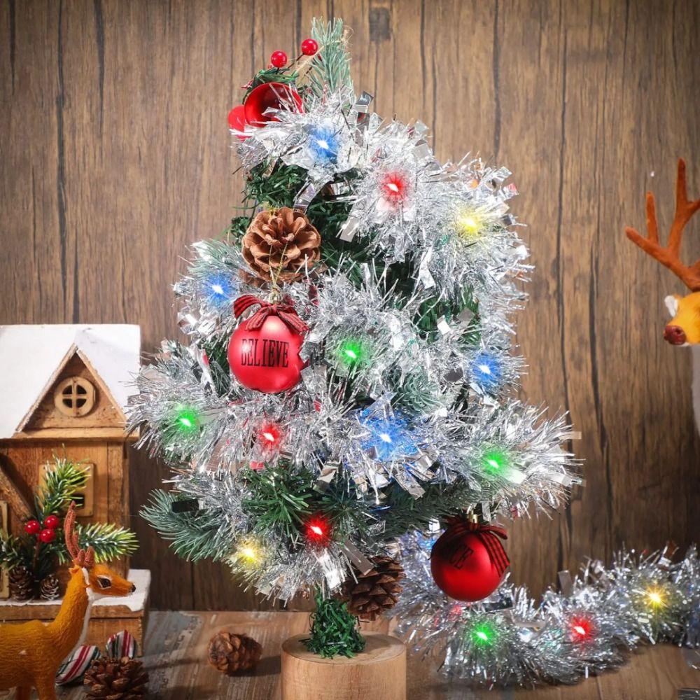 5M Christmas Tinsel Garland Decorations New Year's Durable Color Strip with Light Festive Decor Indoor/Outdoor