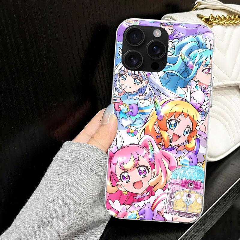 Pretty Cure Anime Case for iPhone 17 Air 16 16E 15 14 11 Pro Max Soft Phone Cover 12 13 Mini 7 SE 2020 8 Silicone Black Capa