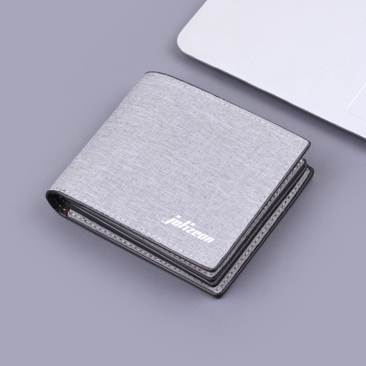 Мужской холщовый и кожаный короткий кошелек большой вместимости