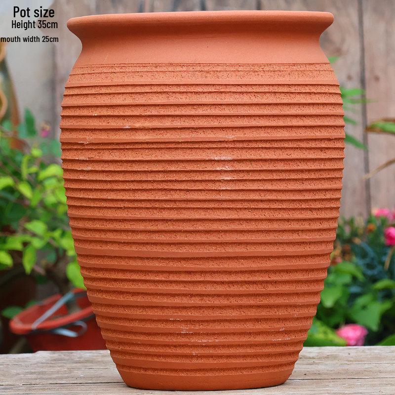 Large Retro Handmade Ceramic Planter for Succulents and Bougainvillea - Aged Coarse Pottery for Hotel and B&B Decor.