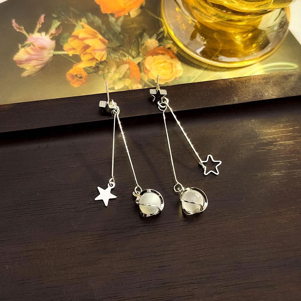 Cercei cu Flori din Piatră Ochi de Pisică Acul de Argint - Accesoriu de Modă Elegant, Versatil pentru Femei