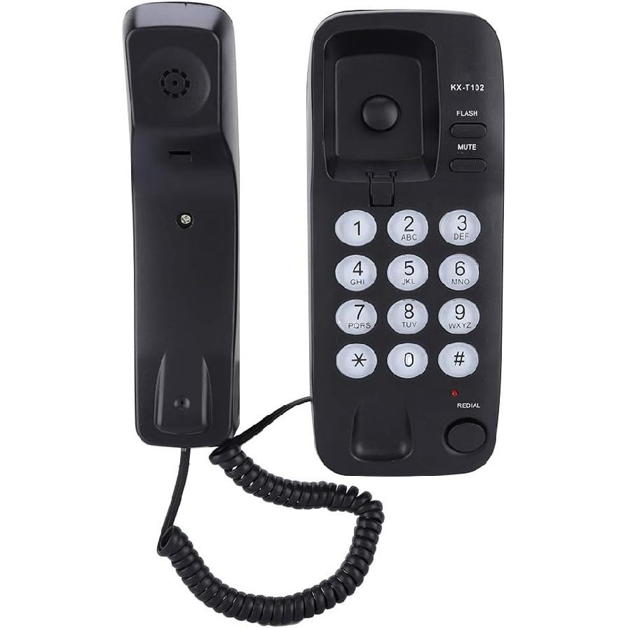 Wall Mount Landline Telephone Extension No Caller ID. Home Phone for Hotel y Family Business Telephone for Hotel and Family.(Black)