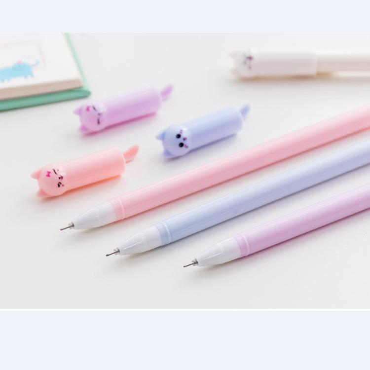 Korean Cat-Themed Wagging Tail Neutral Pen, 0.5mm Black Ink for Students
