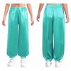 Girls Satin Bloomers Belly Dance Pants Elastic Waistband Loose Fit Solid Color Performance Outfit