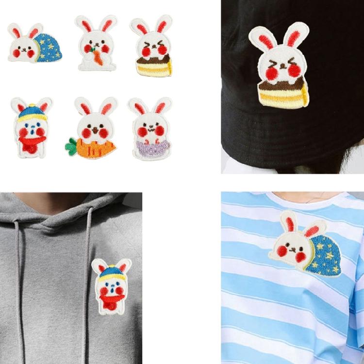 6 Pcs Embroidered Patches Cartoon Rabbits Sewing Patches Iron On Patches Decorative Patches Sew On Patches for Clothes