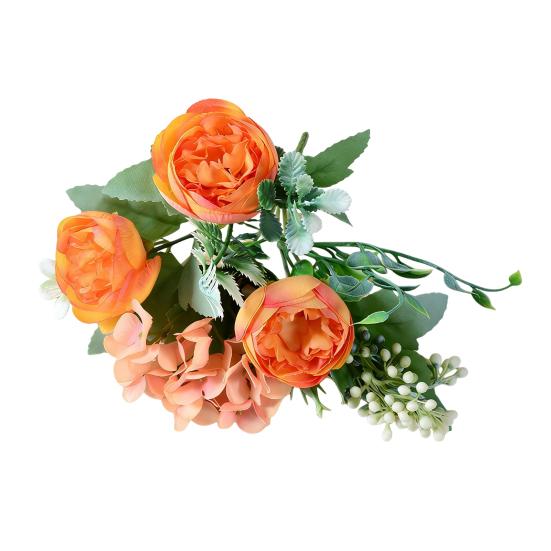 Artificial Peony Flower Bouquet Faux Silk Flower with Hydrangeas And Eucalyptus Leaves for Vase Floral Arrangements Table Centerpiece Wedding Party