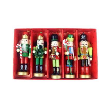 5Pcs/Set Wooden Nutcracker Soldier Merry Christmas Decoration New Year Kids Doll Christmas Tree Pendants Hanging Ornaments
