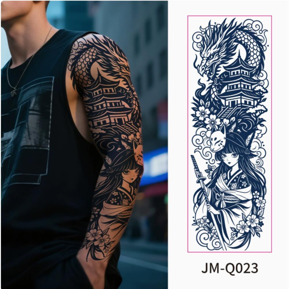 Ganzarm Kräutersaft Tattoo Aufkleber Wasserdicht Nicht Reflektierend Halbpermanent Dunkle Blume Arm Tattoo Aufkleber