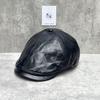 Vintage Street Trendy Hat Pu Leather Forward Hat Men'S And Women'S Autumn Bright Leather Beret Versatile Painter Hat