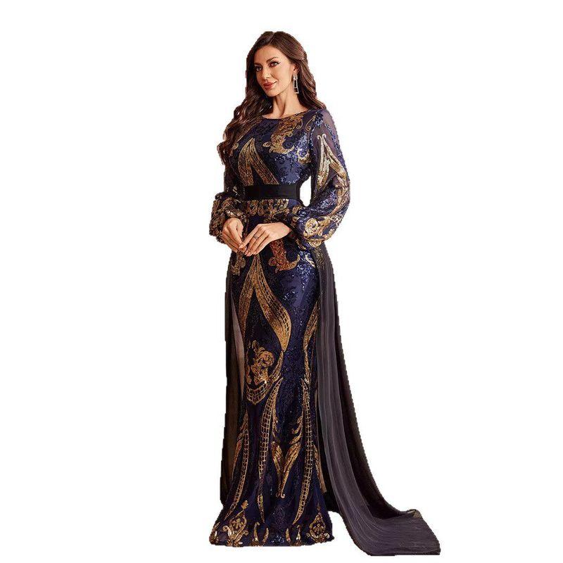 Foreign Trade Formal Long Dress, European and American Style, High-End and Elegant Long Dress, Sequin Dress, Birthday Dress