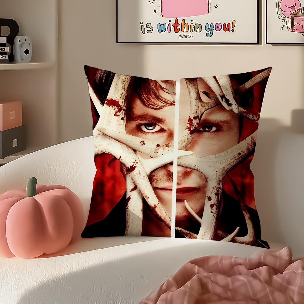 Dark Elegant TV Series HHannibal Cushion Cover Pillowcase Short Plush Invisible zipper Room Sofa Cushion Cover