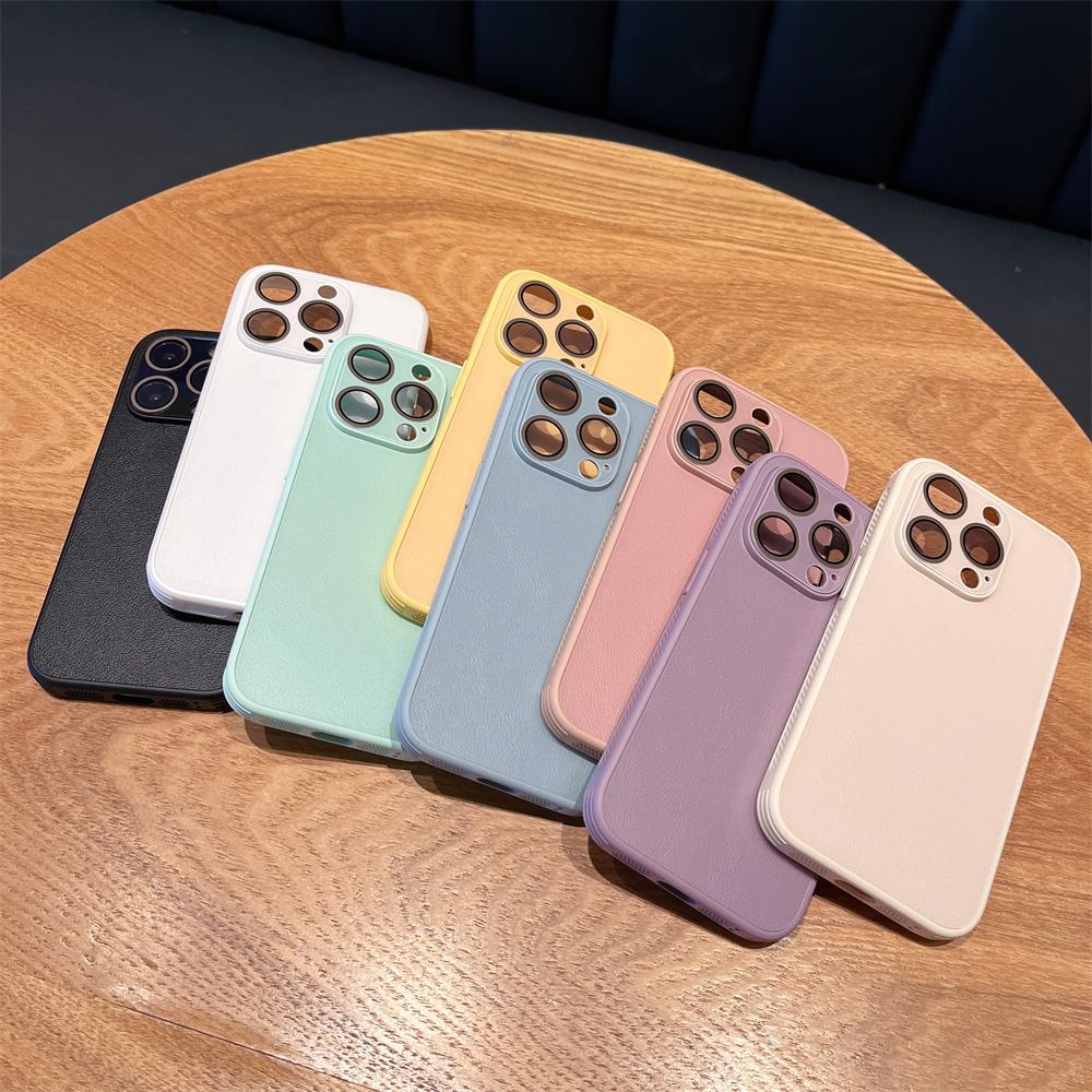 Luxusní kožený chladicí kryt na telefon se vzorem liči pro iPhone 15 14 13 12 Pro Max, ochrana objektivu, odvod tepla, kryt rámečku