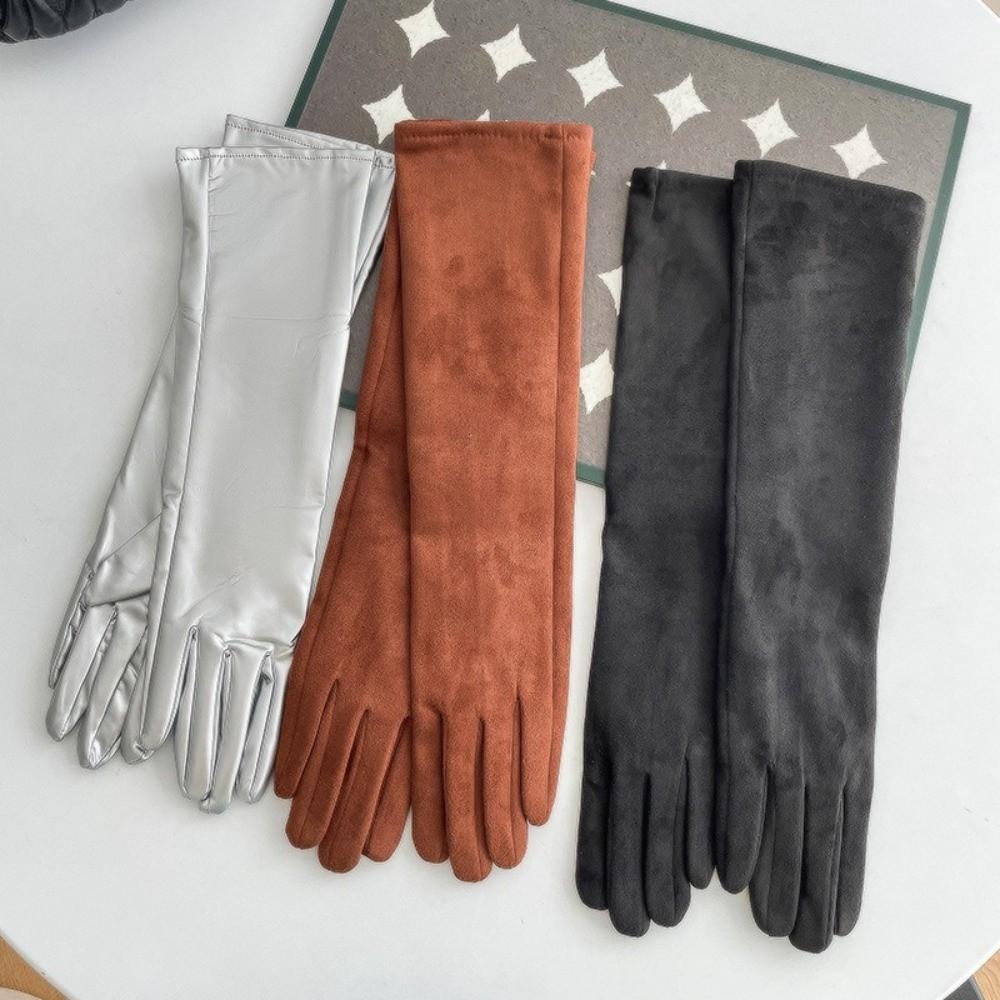 Warm Insulated Gloves Touch Screen Capability 5-Finger Gloves Cozy Long Gloves Winter Season
