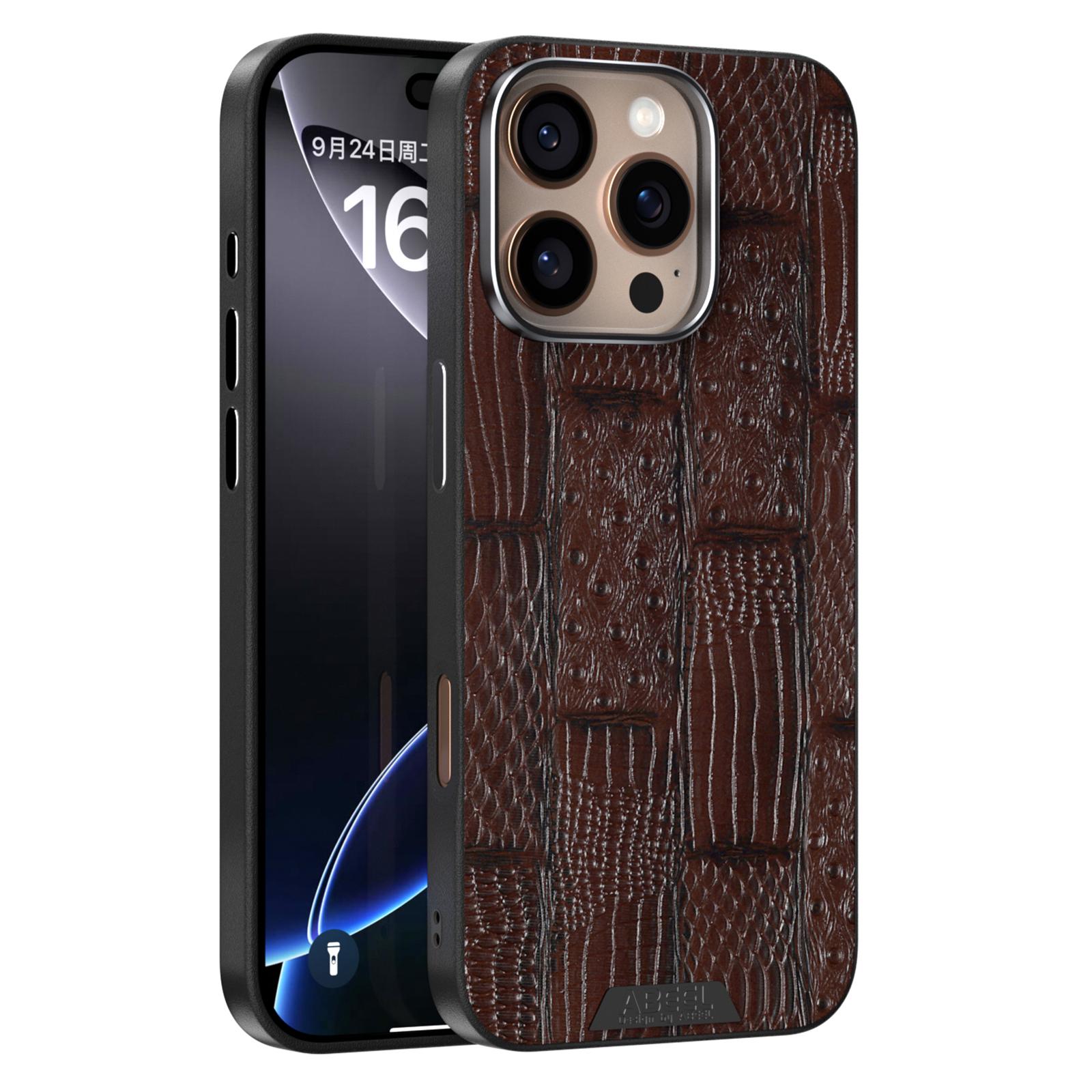 

ABEEL Чехол для iPhone 16 Pro Max, совместимый с MagSafe, текстура Зверя, микро-тиснение, задняя крышка Coffee