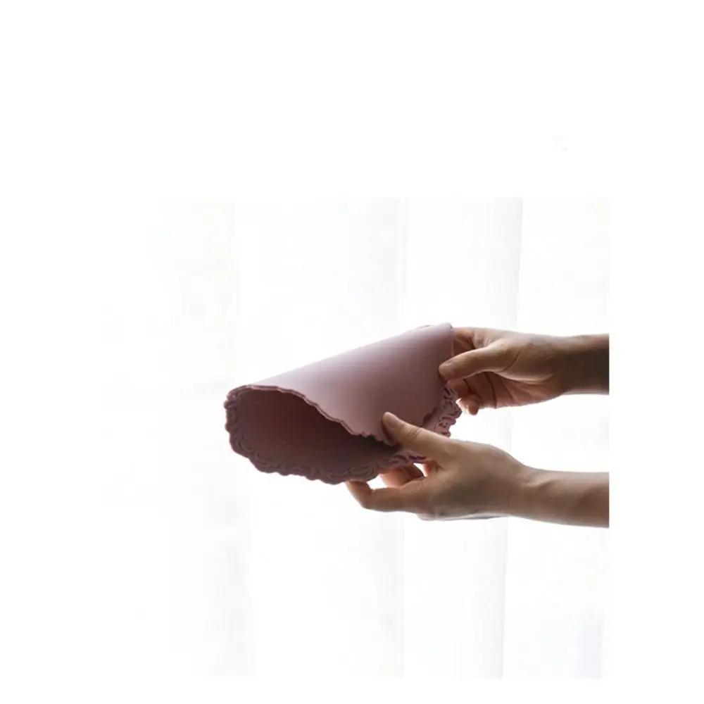 Lot de 2 dessous de verre ronds en silicone antidérapants en dentelle