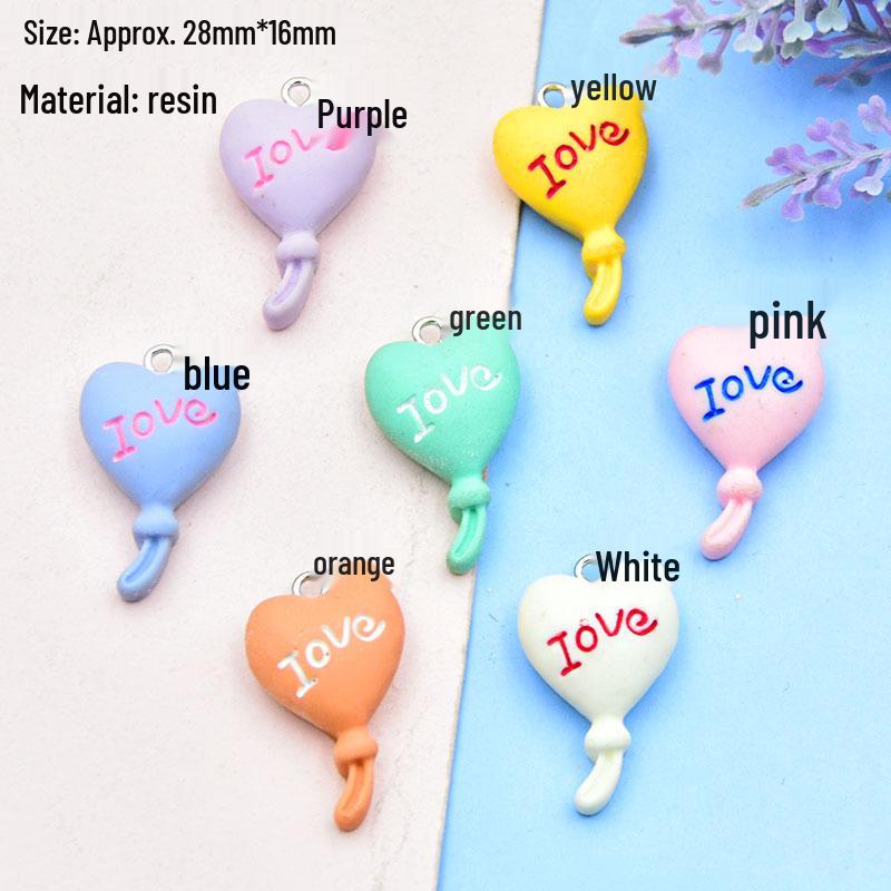 Colorful Resin Heart Balloon Keychain Pendant - DIY Jewelry Accessory