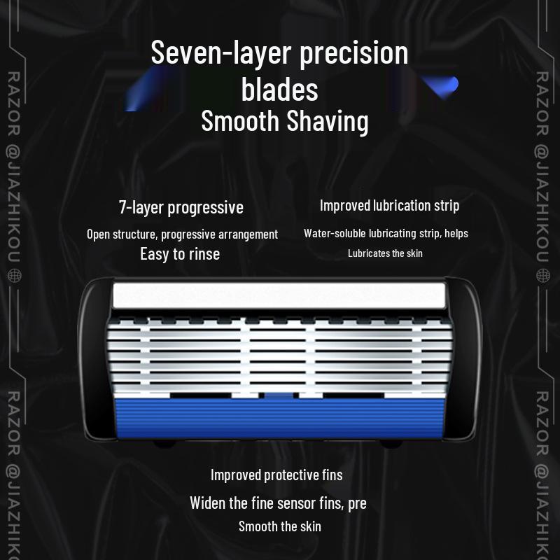 Seven-Layer Manual Razor with 7-Blade Head - Accessories Included