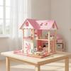Pink Wooden Dollhouse | Multi-Level Open Layout, with Stairs, Toy, for