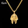 Classic Retro Stainless Steel Three-dimensional Pharaoh Head Pendant Niche Personality Diamond-encrusted Egyptian King Necklace