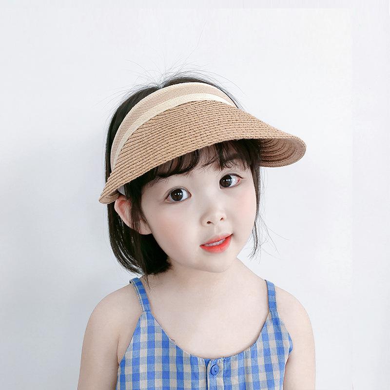 Straw Visor Hat for Girls Baby Women - Summer UV Protection Wide Brim Sun Hat, Breathable Lightweight Mother-Daughter Matching