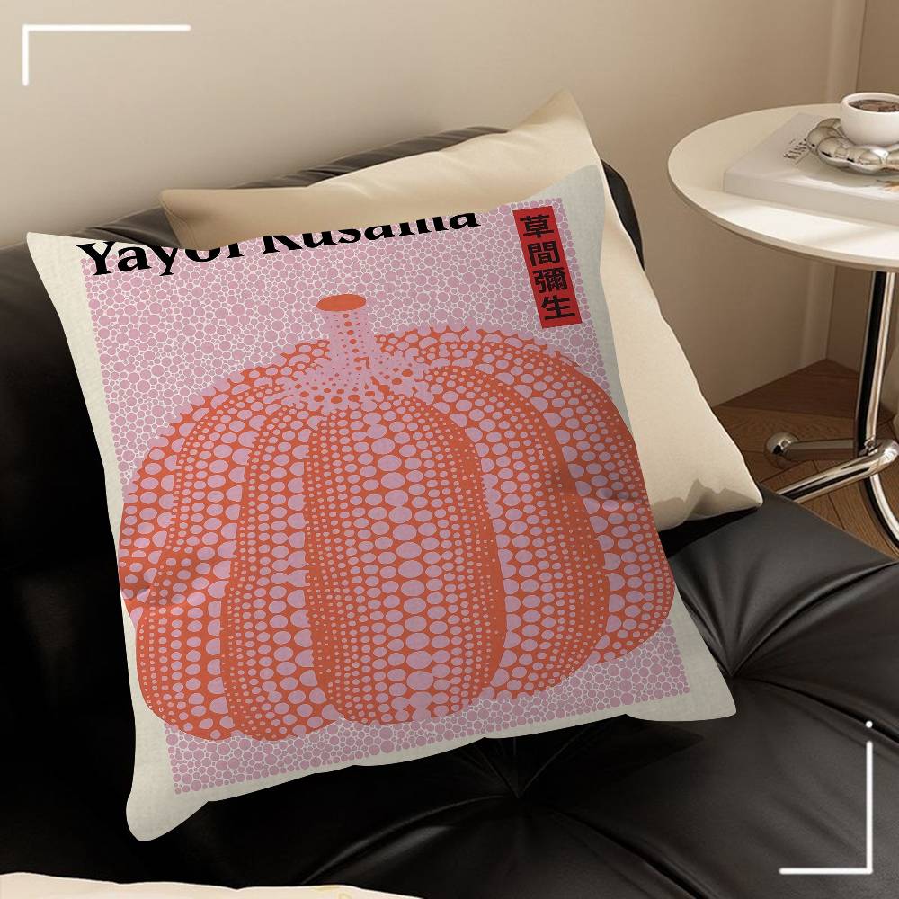 Yayoi Kusama Kunstausstellung Kürbisblumenkissen Anime-Kissen Sofabett Kopfkissenbezug Kissenbezug 45x45 cm Mode
