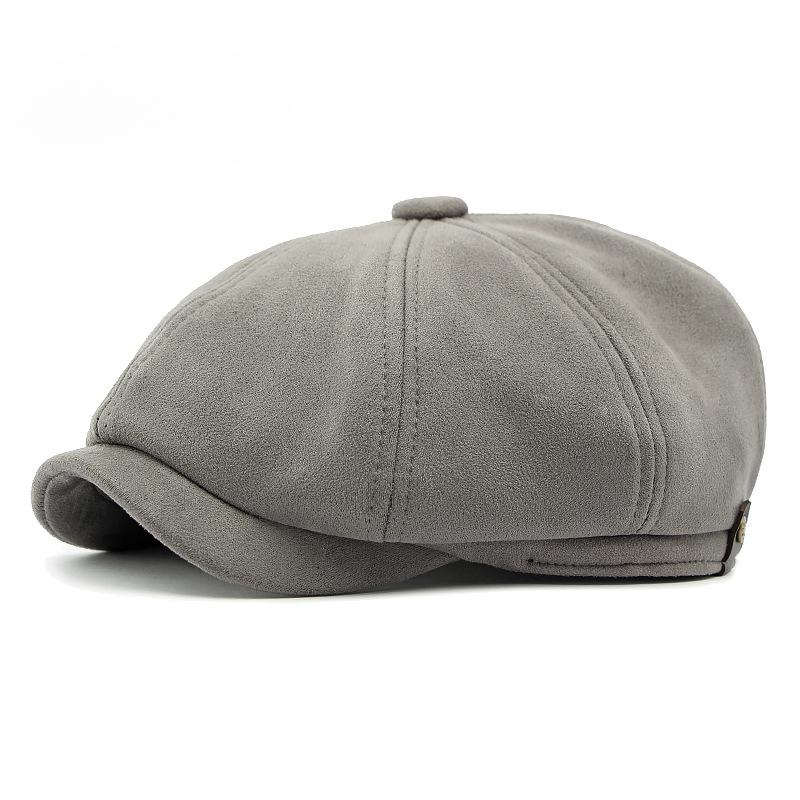 spring Men's Suede Beret  Summer Caps for Men Women Artist Painter Octagonal Beret Hat Flat Cap Male Female Plaid Beret Cap