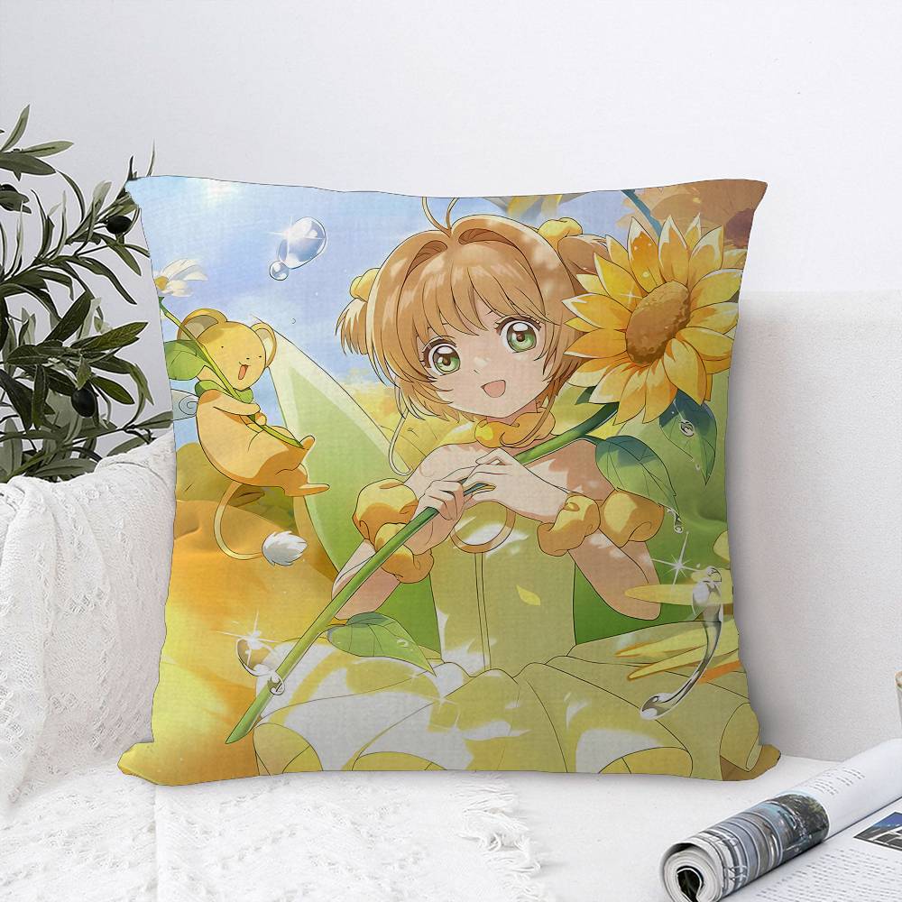 Japanese Anime C-Cardcaptor Sakura Cushion Cover Polyester Sofa Cushions Decorative Throw Pillows Home Decoration Pillowcover