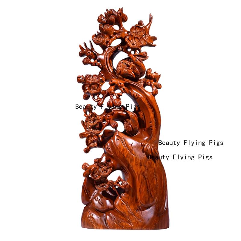 1pc Tree Top Wooden Statue, Home Decoration, Wooden Carving Crafts, Housewarming Gift, Office Ornaments, Desktop Decorations