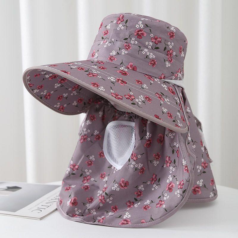 Sombrero de Flores para Mujer Verano Exterior Obra de Construcción Protector Solar Mascarilla Cubre Rostro Sombrero de Sol Sombrero de Sol para Ciclismo