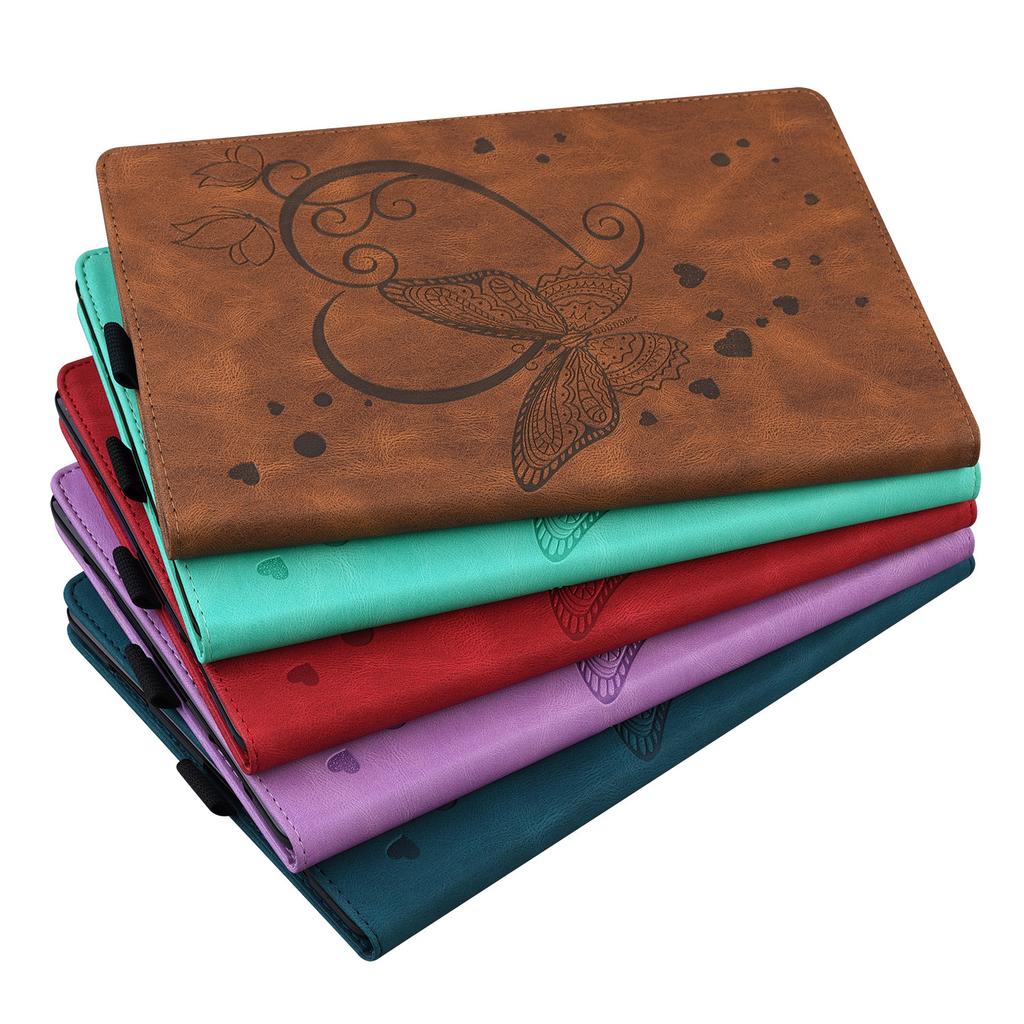 Applicable to Samsung Tab A9 + 11 inch 2026 tablet leather case A11 matte love butterfly embossed card holder