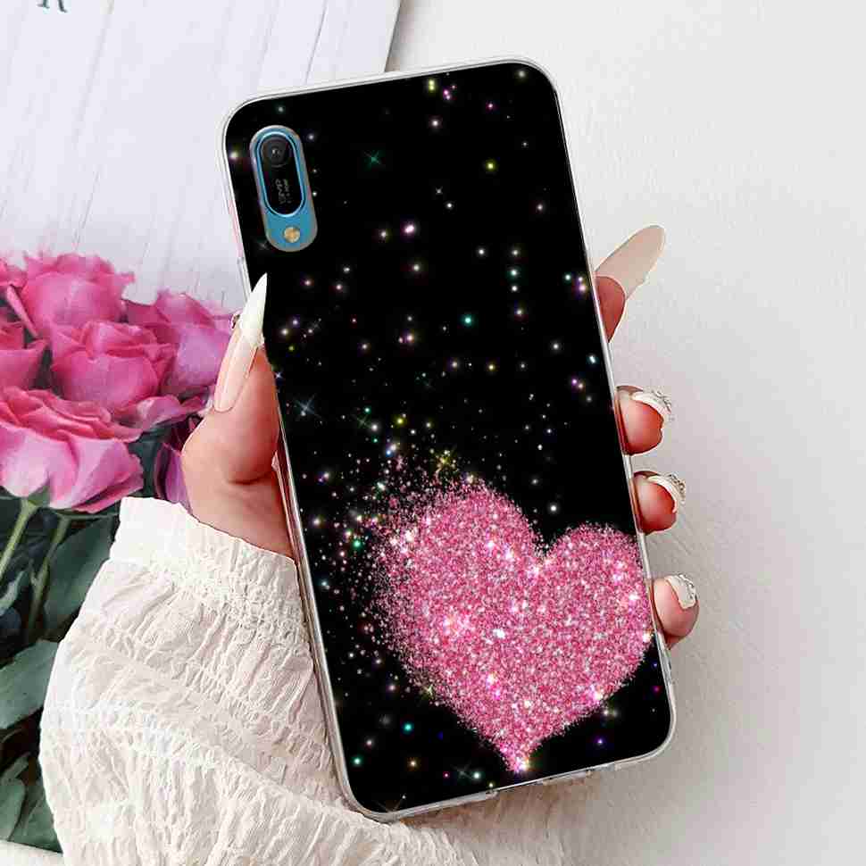 For Huawei Y6 Pro 2019 MRD-LX2 Case Fashion Flower Love Silicone TPU Shockproof Cover For Huawei Y6Pro Y16 pro 2019 Phone Cases