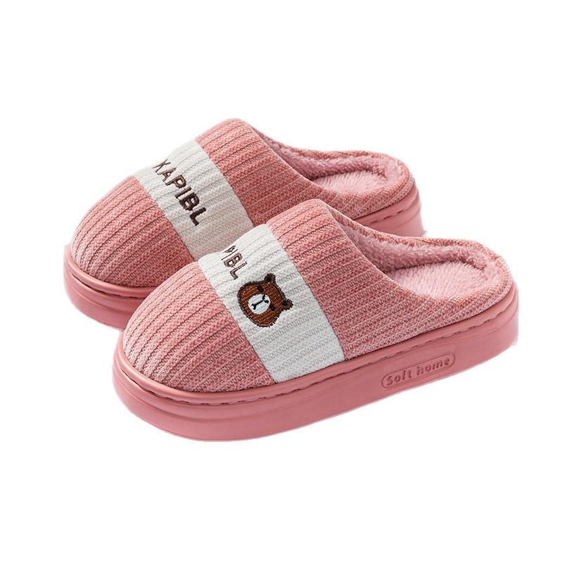 2025 new cotton slippers winter indoor and outdoor home thick bottom non-slip warm couple cute bear drag