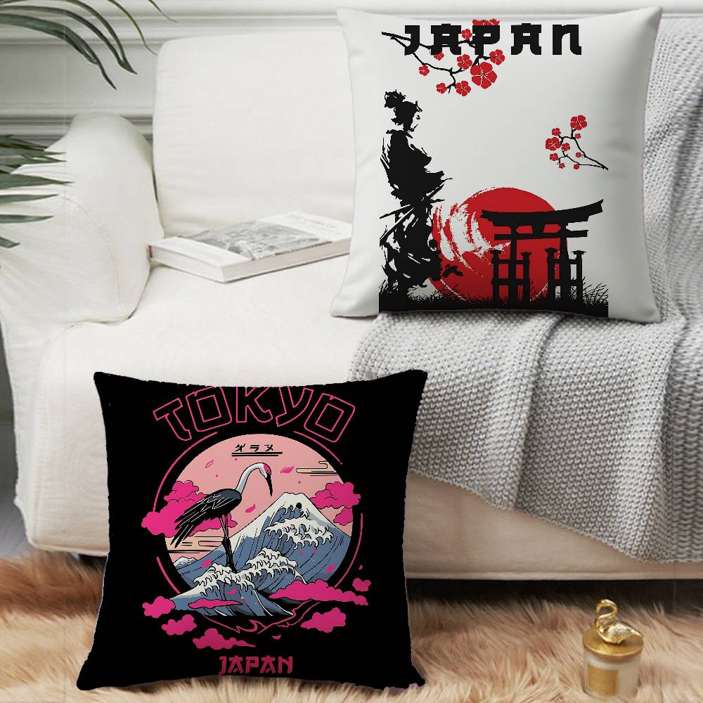1 Stück Vintage Japanische Kunst Y2K Harajuku Kissenbezug Quadratisch Schlafzimmer Sofa Freizeit Komfort Kissen Auto Heimdekoration