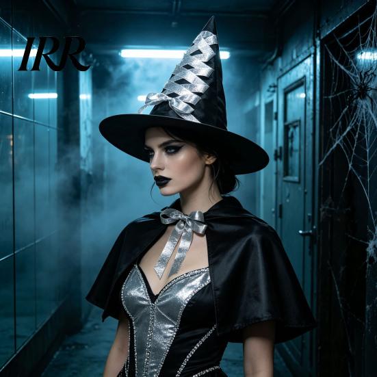 Creative Halloween Witch Hat, Reusable Oxford Cloth Pointed Wizard Hat for Costume, Carnival, Masquerade, Cosplay Party Black