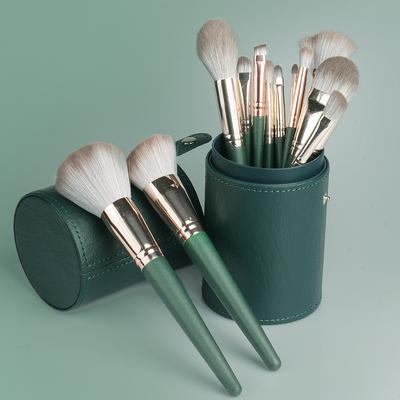 Makeup Brush Storage Bucket Leather Green Cloud Clear Sky Green Luo Brush Bucket Makeup Brush Storage Box Portable