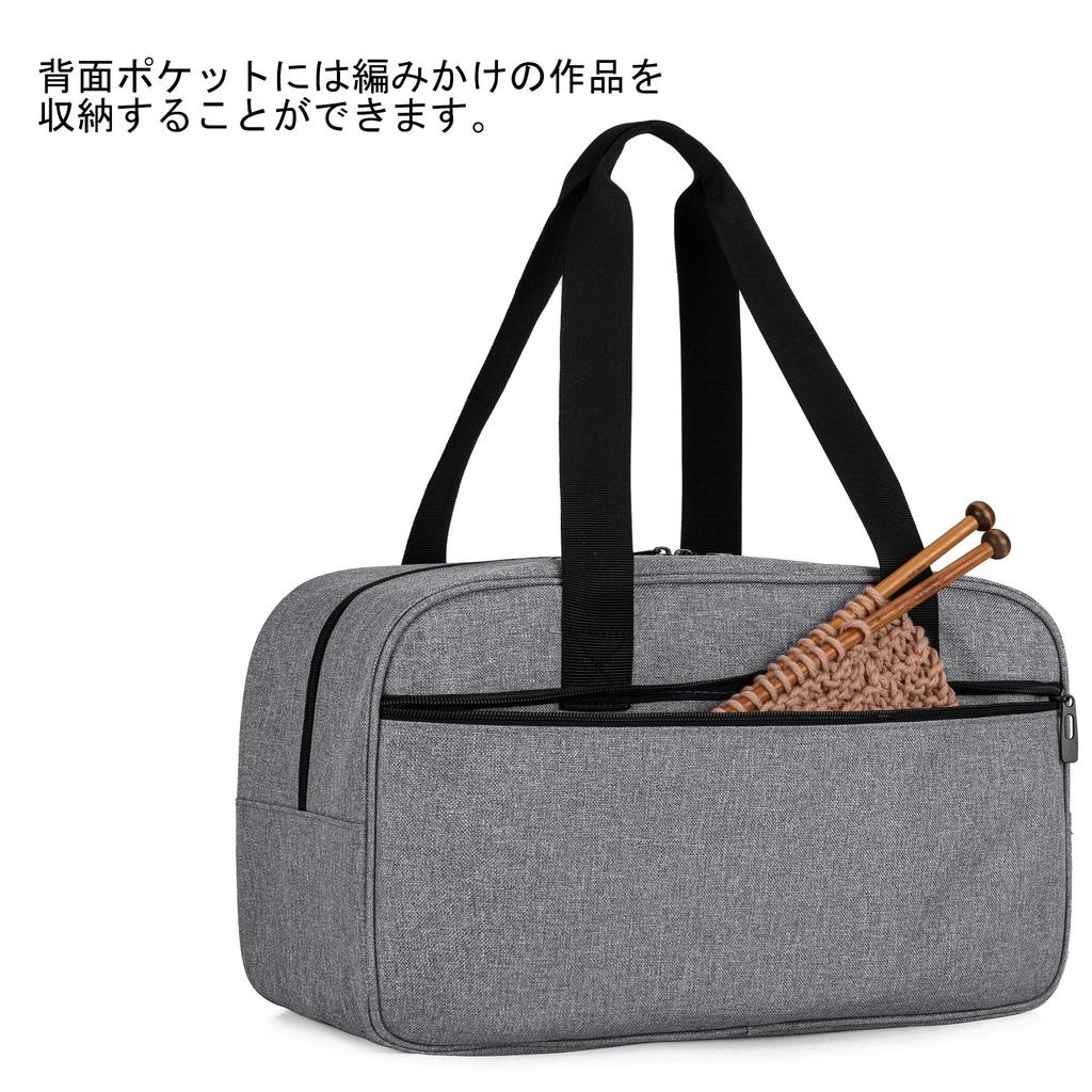CURMIO Knitting Holds Knitting Circular Crochet and Unfinished A Knitting Tote Bag for and A Great Bag Gray Bag, Yarn, Needles, Needles, Hooks,