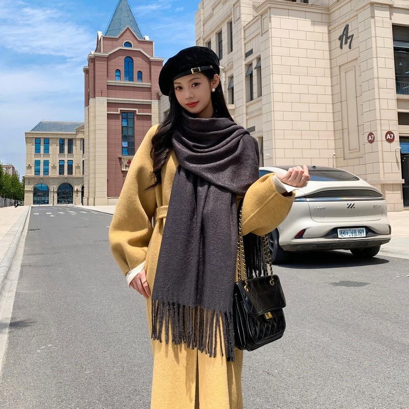 Luxury Faux Mink Scarf Women Men Solid Color Winter Warm Shawl Korean Style Chic Neck Wrap 208x70cm