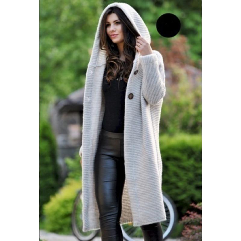 Neuer Damen-Cardigan mit Kapuze für Herbst und Winter, langärmliger Pullover, warm, große Größe, Pendler-Temperament, lange Damenbekleidung