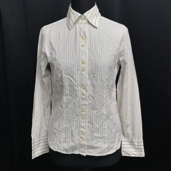 

TALBOTS long sleeve shirt blouse women s XS-S white stripe(USED)