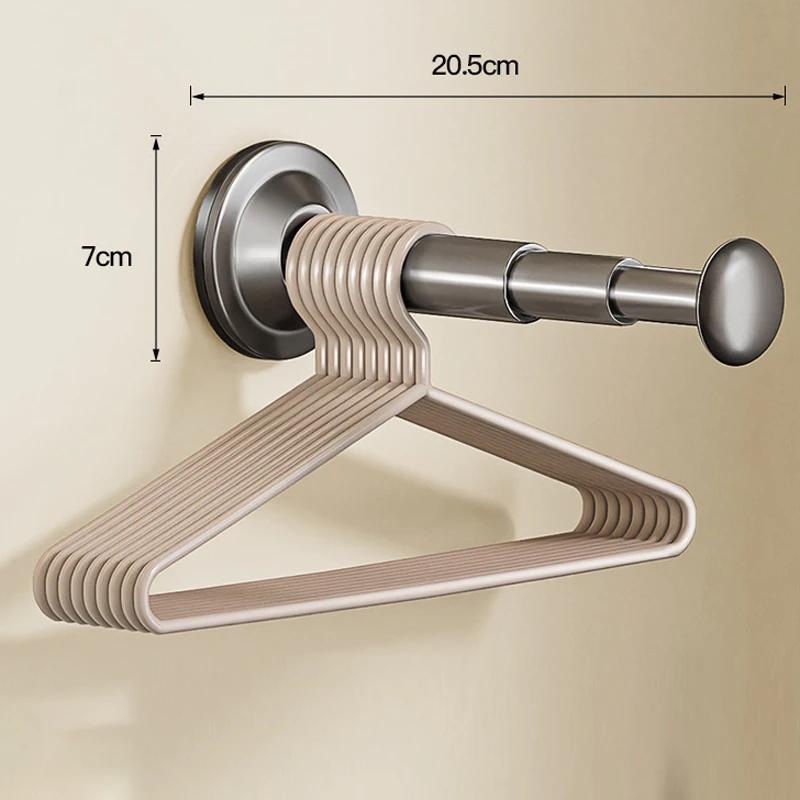 Вешалка для одежды стойка для хранения установка на присосках выдвижная и регулируемая длина контейнер для хранения вешалок для домашнего использования 1080₽