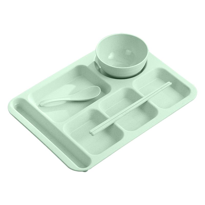 

1Набір Студентська тарілка для їжі Миски для фаст-фуду Протипадіння Побутова тарілка для їжі Тарілка з роздільниками Миска Набір чашок Столовий сервіз Сервірувальна тарілка зелений