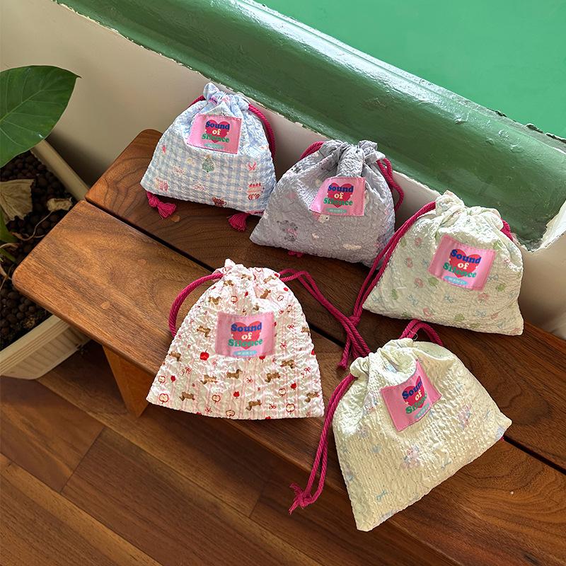 Cute Cartoon Bubble Drawstring Pouch, Portable Polyester Storage Bag for Travel