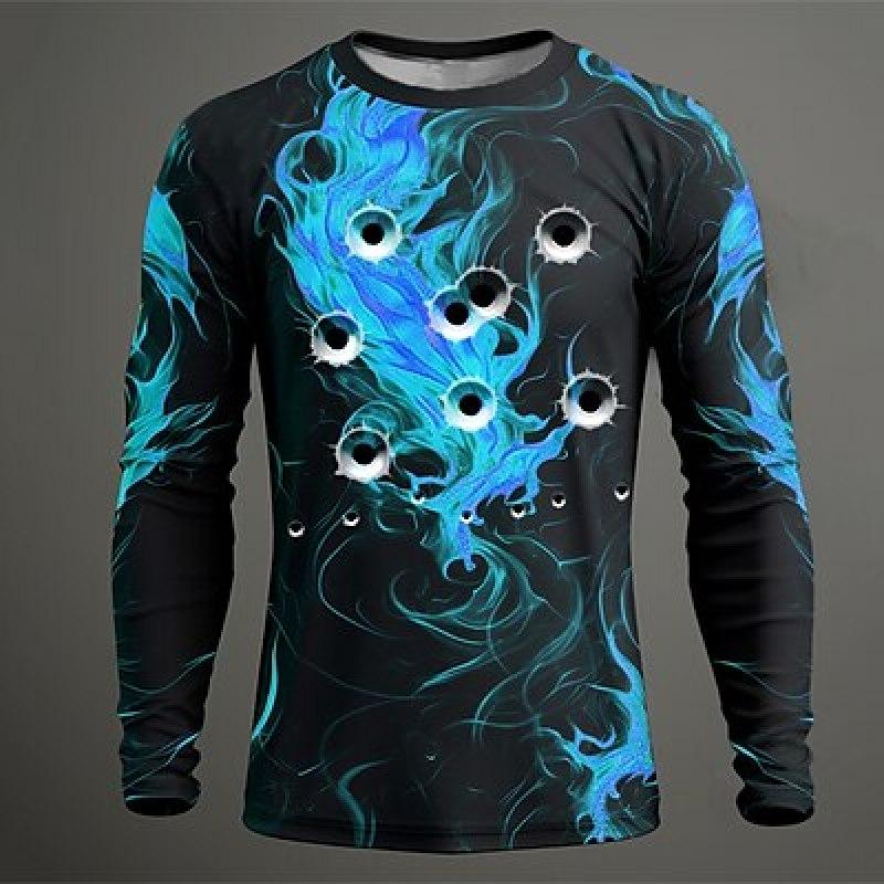 

Графический Пламя Модный Дизайнер Повседневный Мужской 3D Принт Футболка Спортивная Праздничная Длинный Рукав Круглый Вырез Рубашка Весна Осень Одежда 5XL