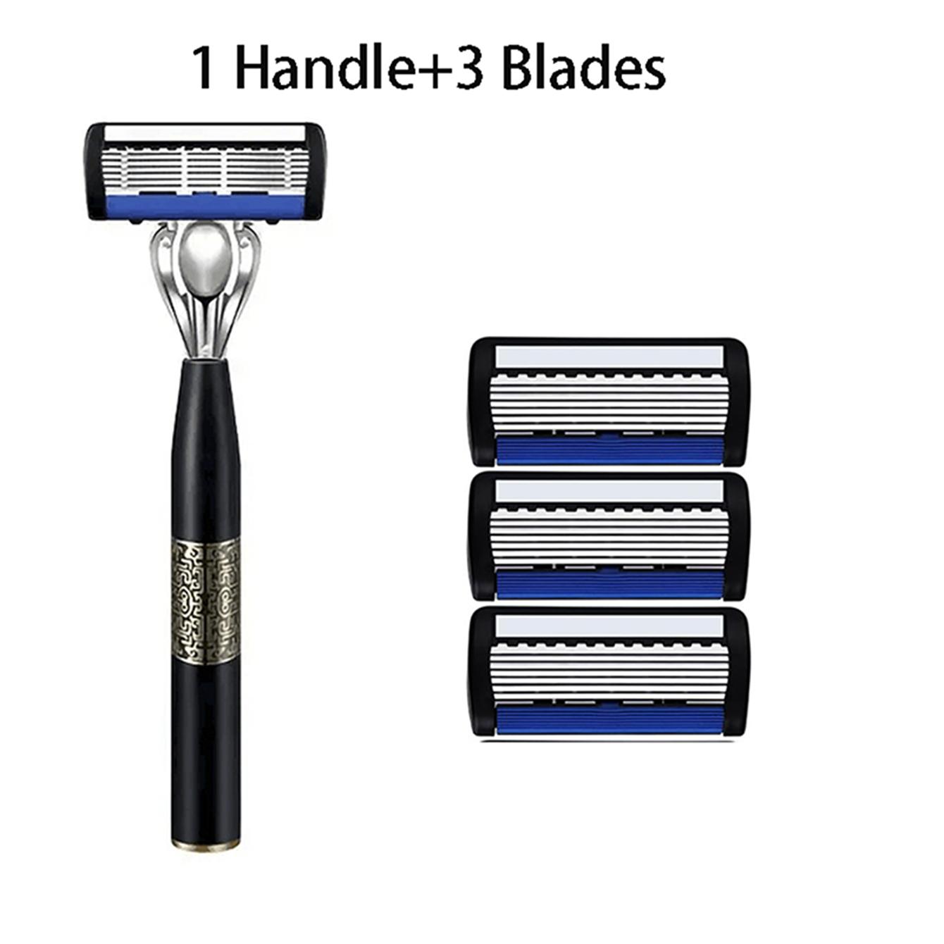 

Washable metal ordinary beard and beard, 6-layer manual men s razor, metal razor holder razor, stainless steel blade hand guard