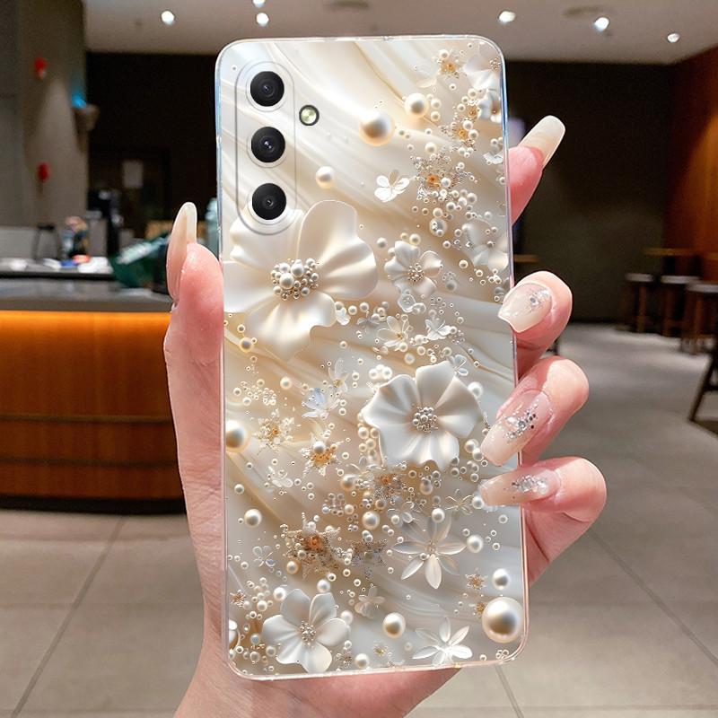 Pro Samsung A35 5G Pouzdro Estetické Květinové Průhledné Měkké Silikonové Zadní Kryt Pro Samsung Galaxy A35 A55 Pouzdro na Telefon SM-A356B SM-A556B