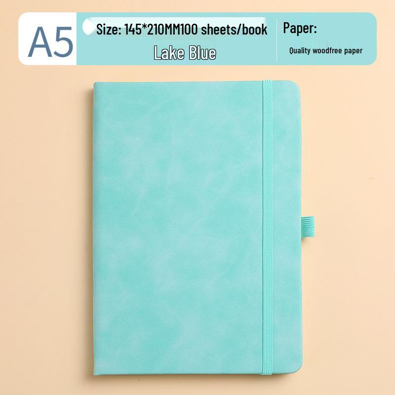 A5 Leather Notebook with Strap, Thickened Diary, Business Office Meeting Journal, Custom Logo