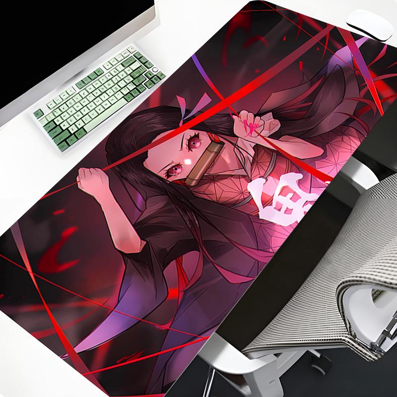 Kawaii Girl Mouse Pad Demon Slayer Kamado Nezuko Large Mousepad Gaming Accessories Nonslip Table Mat Laptop Gamer Anime Deskmat