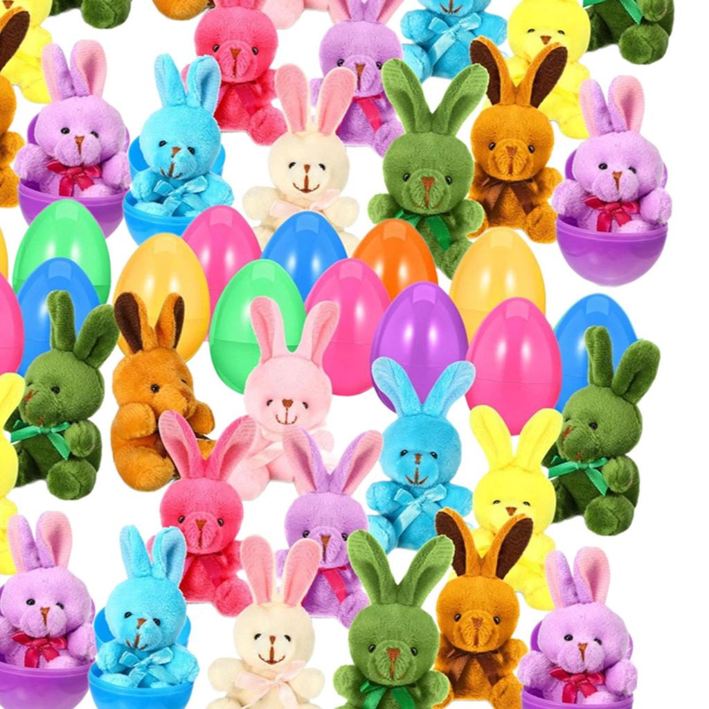 Easter Eggs Filled with Plush Bunny Doll for Classroom Rewards Carnival Prizes Basket Stuffers Hunting Games