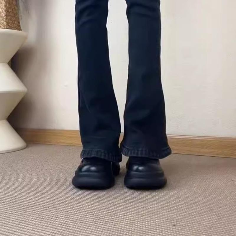 Self-kept Version~ Thick-soled Muffin Bottom Deep Mouth Women's One-pedal Round Head Retro Small Leather Shoes Versatile Single Shoes